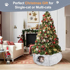 Cat Tunnel Bed for Indoor Cats - Christmas Tree Skirts Washable Warm Soft Indoor Cat Donut Tunnel, Multifunctional Cat Interactive Playground Toys for Felines Pet Christmas Tree Decoration