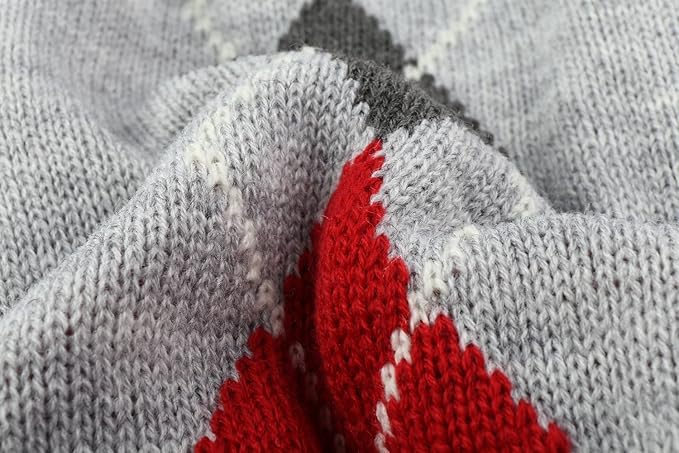Grey Argyle Knit Pet Sweaters Clothes for Small Dogs, Classic Gray Medium M Size