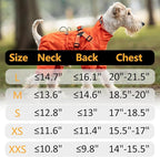 Mile High Life Waterproof Dog Raincoat, Full Coverage Small Dog Rain Coat with Harness, Adjustable 4 Legs Puppy Rain Jacket with Reflective Strip and Elastic Cuffs (Orange, XS Back Length 11.4")