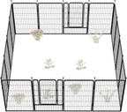 FXW Garden Fence Outdoor for The Yard – 45in(H) x 36.4ft(L) Heavy Duty Metal Animal Barrier for Dog and Rabbit, Decorative Dog Fence, 16 Panels, Black