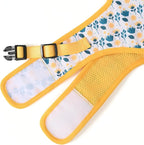 Mile High Life Dog Harness, Air Mesh Floral Vest Harness for 20 lbs Small Dogs & Cats, Easy Get on Adjustable Easy Closures Both Neck and Chest(Yellow Flower, M Chest 18"-20")
