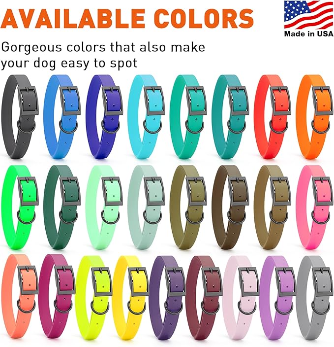Dogline Biothane Waterproof Dog Collar Strong Coated Nylon Webbing with Black Hardware Odor- Proof for Easy Care Easy to Clean High Performance Fits Small Medium or Large Dogs, Merlot Burgundy