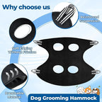 Pet Grooming Hammock for Cats & Dogs, Breathable Mesh Dog Hanging Harness for Nail Trimming, Grooming, Bathing Includes S Hooks, Dog Hammock/Grooming Sling, Pet Grooming Sling Helper(Black,M)