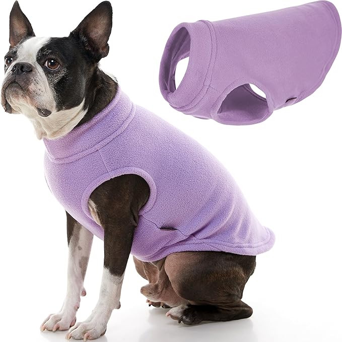 Gooby Stretch Fleece Vest Dog Sweater - Lavender, Large - Warm Pullover Super Stretchy Fleece Dog Jacket for Small to Large Dogs