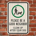 SmartSign 18 x 12 inch “Please Be A Good Neighbor - Clean Up After Your Dog” Metal Sign, 63 mil Aluminum, 3M Laminated High-Intensity Grade Reflective Material, Green, Black and White