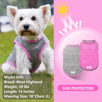 KYEESE 2 Pack Dog Shirts Quick Dry Soft Stretchy Dog T-Shirts with Reflective Label Sun Protection Tank Top Sleeveless Vest Pet Clothes for Small Medium Dogs, Medium, Grey+Hotpink