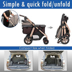 HPZ Pet Rover Titan-HD Premium Super-Sized Dog/Cat/Pet Stroller SUV Travel Carriage/w Access Ramp/100Lbs Capacity/Pumpless Rubber Wheels/Aluminum Frame for Small, Med, Large, XL Pets (Taupe)