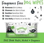 BUGALUGS Dog Wipes, 100% Plastic Free Biodegradable pet Wipes for Full Body, Eye Wipes, Ear Wipes, Bum & Paws. 110 Sensitive Dog Grooming Wipes for Dogs, Puppy & cat Grooming (Fragrance Free)