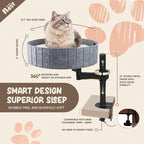 Cat Desk Bed with 360° Rotation & Height Adjustment, 60LB Capacity – Ultra-Plush Desk Mounted Perch Attachment, Table Cat Bed for Computer Desk, Washable Fluffy Hammock