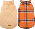 Kuoser Warm Dog Coat, Waterproof Dog Jacket for Extra Large Dogs, Adjustable Durable XXL Doggie Winter Coat Reversible Puppy Cold Weather Apparel from Small to Large Breed, Orange XXL