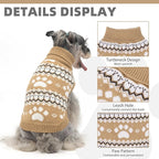 KOOLTAIL Cable Knit Dog Sweater Turtleneck, Cold Weather Pullover Classic Knitwear, Cute Paws Pattern Thick Warm Winter Pet Clothes, Dog Christmas Sweater for Small Medium Large Dogs Cats, Khaki S