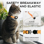 AirTag Cat Collars, Stretchy Collar with Apple AirTag Holder and Bell, Breakaway Ultra Design Elastic GPS Tracking Collars for Cats and Puppies, (7.5-12.5 Inch), Orange