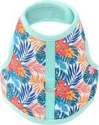 Mile High Life Dog Harness, Air Mesh Floral Vest Harness for 20 lbs Small Dogs & Cats, Easy Get on Adjustable Easy Closures Both Neck and Chest(Green Flower, S Chest 16"-18")