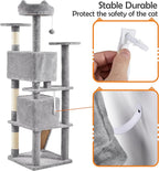 Yaheetech Multi-Level Cat Tree Cat Tower for Indoor Cats Cat Condo Furniture with Sisal Scratching Post, 61in, Light Gray