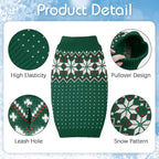 Kuoser Dog Sweater, Holiday Christmas Snowflake Pet Warm Knitwear Dog Sweaters Soft Puppy Clothing, Doggie Turtleneck Cold Weather Outfit Pullover for Small Medium Large Dogs Cats, Green XS