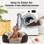 Miguel Washable Dog & Cat Bed with Removable Cushion for Medium & Small Dogs, Easy to Wash Pet Sofa Bed with Side Bolster, Dark Brown 25 Inch