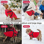 Dogcheer Dog Coat with Harness, Waterproof Warm Dog Winter Jacket with Pockets, Reflective Pet Fleece Jacket Turtleneck Snowsuit for Small Medium Large Dogs - Red, XL