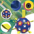 QDAN Dog Toy Balls, Premium Dog Soccer Ball with Straps, Outdoor Dog Toys, World Cup Pet Training Soccer for Medium to Large (8 Inch)