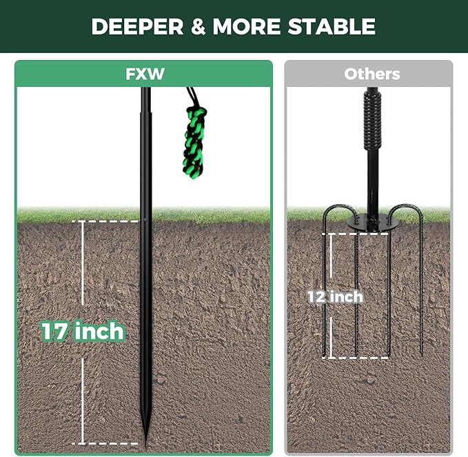 FXW TugPal Flex Outdoor Tug of War Toy for Dog,Interactive Exercise Game with Spring-Top Rod for Yard,47 inch for Medium Dogs up to 60 lbs| Safe Design & Rustproof Base,│Patent Pending