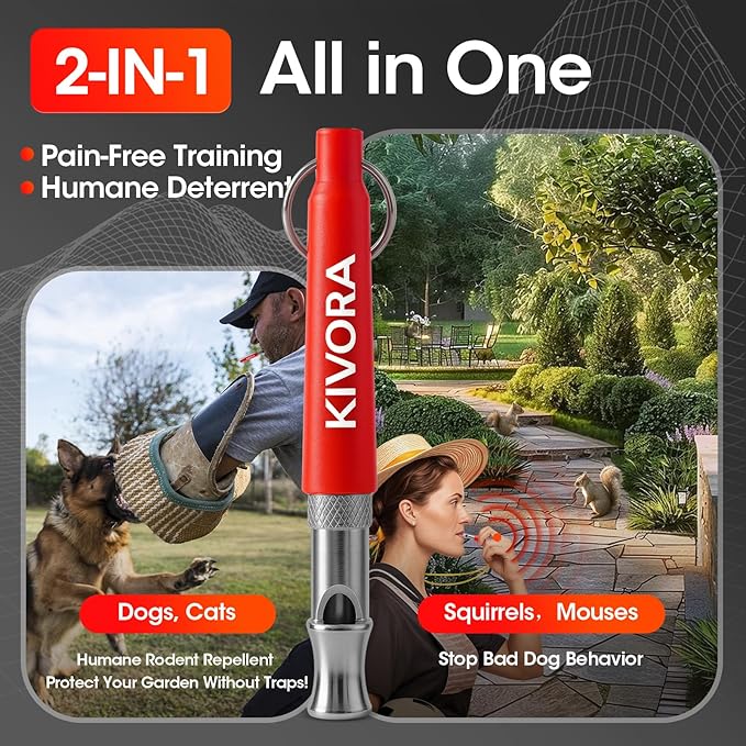KIVORA 4 Pack Dog Whistle to Stop Barking Neighbors Dog,304 Stainless Steel Adjustable Ultrasonic Silent Dog Training Whistle for Recall & Bark Control,Professional Whistle Suitable for All Dogs