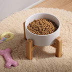 Petygooing White Elevated/Raised Ceramic Dog Bowl for Medium and Large Breeds, Dog Food Water Dish with Stand,Pet Feeding Bowl with Anti Slip Rubber Large Dogs(1800ml 7.6 Cups)