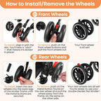 Double Pet Stroller for Dogs and Cats,Cat Strollers for 2 Cats,Double Dog Stroller for 2 Small Medium Dogs,4 Lockable Wheels/Lightweight/Folding, Black