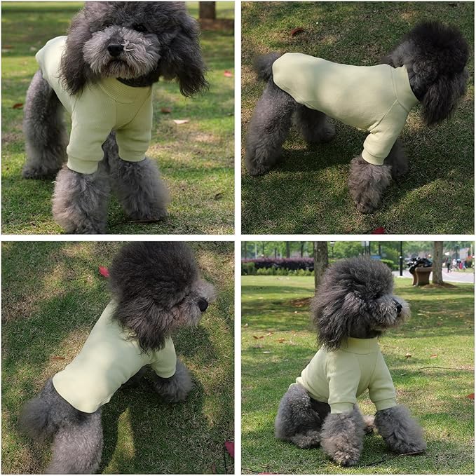 Lovelonglong Ribbed Dog T-Shirt Cotton Knitted Dog Sweaters for All Season Pet T-Shirts for Large Medium Small Dogs Chartreuse XL