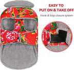 VIVAGLORY Frostfit Dog Coat, Dog Jacket for Winter & Cold Weather, Warm Fluffy Fleece Lined Water Resistant Reflective for Puppy, Coat with Velcro Fastening & Leash Hole, XL, Northeast Florals-Red