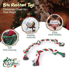 KIPRITII Puppy Toys for Xmas, 9 Pack Santa Dog Toy Set with Chew Toys, Squeaky Toys, Rope Toys & Rubber Teething Toy for Small Dogs and Puppies