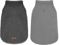 cyeollo Small Dog Coat Sherpa Dog Winter Coat, Reversible Fleece Doggie Jackets Sweater Vest for Small Dogs Male with Leash Hole, Soft Cold Weather Pet Coats, Dark Grey S