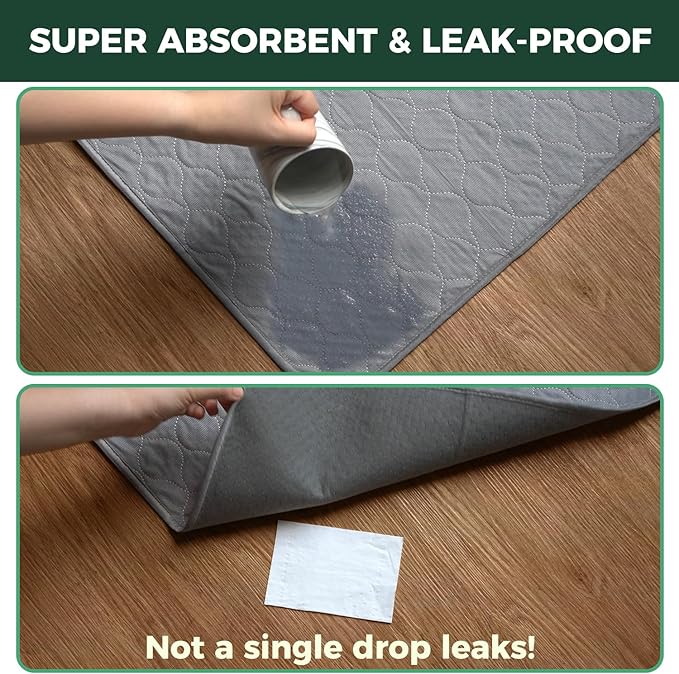 FXW Washable Pee Pads for Dogs, Puppy Pads with Super Absorbent, Specifically Designed for Potty Training, 35" Square, Gray, 4 Packs
