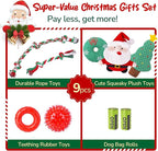 KIPRITII 9 Pack Xmas Puppy Dog Toys Set with Dog Squeaky Toys, Chew Toys & Puppy Teething Toys for Small Dogs and Puppies