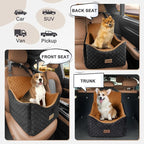 JOEJOY Elevated Dog Car Seat for Small/Medium Dogs up to 35 lbs, Memory Foam Pet Booster Seat with Detachable Washable Cover, Portable Travel-Safe Bed for Cars with Safety Belts and Storage Pockets