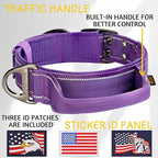ADITYNA Heavy Duty Dog Collar – Reflective Purple Tactical Collar with Handle – Fits Extra-Large Dogs (24–30" Neck) – Wide, Thick, Soft Neoprene Padded