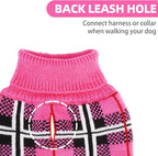 PUPTECK Dog Sweaters for Large Medium Small Dogs - Fall Classic Plaid Style Puppy Holiday Winter Coat Clothes Warm, Fuschia, ML
