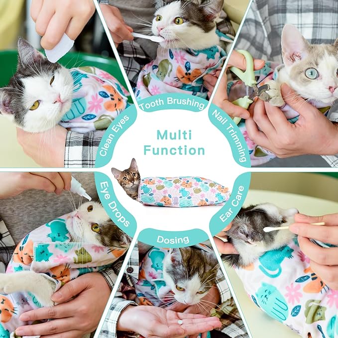 33.5" Cat Wrap for Grooming, Maximum, Self-Adherent Soft Cat Blanket for Nail Clipping, Anti-Scratch-Escape Calming Wrap, Cats Burrito Swaddle for 6-18 lbs (Panda, XX Large)