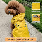 Dog Raincoat Dogs Rain Jacket Reflective Poncho Rainwear Waterproof Pet Clothes Warm Lined Pocket Hooded Leash Hole Adjustable Medium Dogs,Yellow,XXXL,Back Length 20.0 Inch