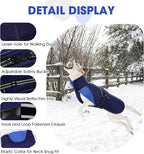 Nanaki Dog Coat Jacket for Large Dogs Winter Waterproof, Warm Fleece Lining Furry Collar Large Dog Jacket with Leash Hole, Reflective Cold Weather Pet Jacket Outdoor Walking Hunting,Easy On Blue 3XL