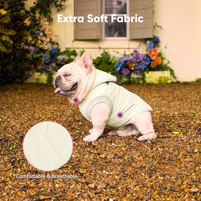 Fleece Lining Dog Hoodie with Harness Built in,Extra Warm Medium Dog Jacket in Winter Doggie Coats with Hooded,Light Yellow XL