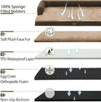 Orthopedic XXL Dog Beds, Waterproof Egg Crate Foam Big Pet Bed for All Breed Sized Dogs 53x42Inch, Washable Extra Large Dog Couch Bed with Removable Cover and Non-Slip Bottom, Brown