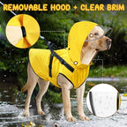 Dog Raincoat: Dog Rain Jacket with Reflective Harness & Removable Hood | Waterproof Dogs Rain Coat Poncho for Large Medium Small Dogs Puppies (Yellow - XXL)