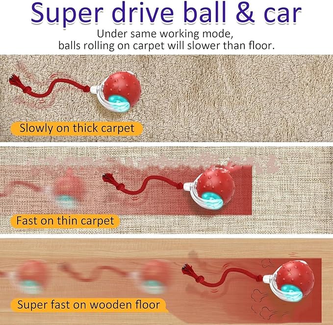 Tiny Fetch Dog Toy - Interactive Dog Toys, 360°Smart Automatic Rolling Electric Dogs Ball Toy with Birdsong, Automatic Obstacle Avoidance, Rechargeable, Boredom Relief for Dogs & Cats (Blue*1 PC)