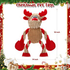 Christmas Dog Toys Tough Chew Toys for Large Dogs, Stuffed Reindeer Dog Toy with 5 Squeakers & Crinkle Paper, Squeaky Interactive Plush Toy to Keep Them Busy, Dog Gifts for Small Medium Large Dogs
