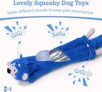 SHARLOVY Dog Squeaky Toys No Stuffing 3 Pack, Plush Crinkle Dog Toys for Large Breed, Durable Doggie Chew Cute Animals Puppy Toy for Teething