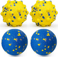 Dog Tennis Balls for Aggressive Chewers, Indestructible Durable Bouncy Interactive Toy for Dogs Fetch Game Lightweight Floating Outdoor Training(2 Yellow Point+ 2 Blue Circle Large)