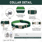 GAMUDA Small Pet Harness Collar and Leash Set, Step in No Chock No Pull Linen Fabric Soft Mesh Dog Vest Harnesses Reflective for Dogs Puppy Cats Kitten Rabbit (Green, L)