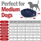Majestic Pet 32 Inch Bagel Calming Dog Bed Washable – Cozy Soft Round Pet Bed with Spine Support for Dogs to Rest their Head - Fluffy Donut Puppy Bed 32x23x7 (Inch) - Medium – Blue