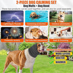 SlowTon Quiet Ears Dog Hoodie - 2 Pcs Ear Wrap Dog Ear Muffs Noise Protection, Anxiety Relief Dogs Hat Calming Hood Head Cover, Pet Headband Dogs Ear Protector for Grooming, Force Drying (Grey,S)