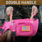 Forestpaw Dog Harness Medium Sized,Tactical Dog Harness with Handle,No Pull Military Style Service Dog Vest with Pockets Adjustable for Medium Large Dogs,Hot Pink,Chest 15.5-25.5"