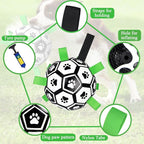 Dog Soccer Ball Toys with Straps, 6'' Interactive Dog Toys for Tug of War, Puppy Birthday Gifts, Dog Tug Toy, Dog Water Toy, World Cup Durable Dog Balls for Small Medium Dogs (6 Inch - Medium)